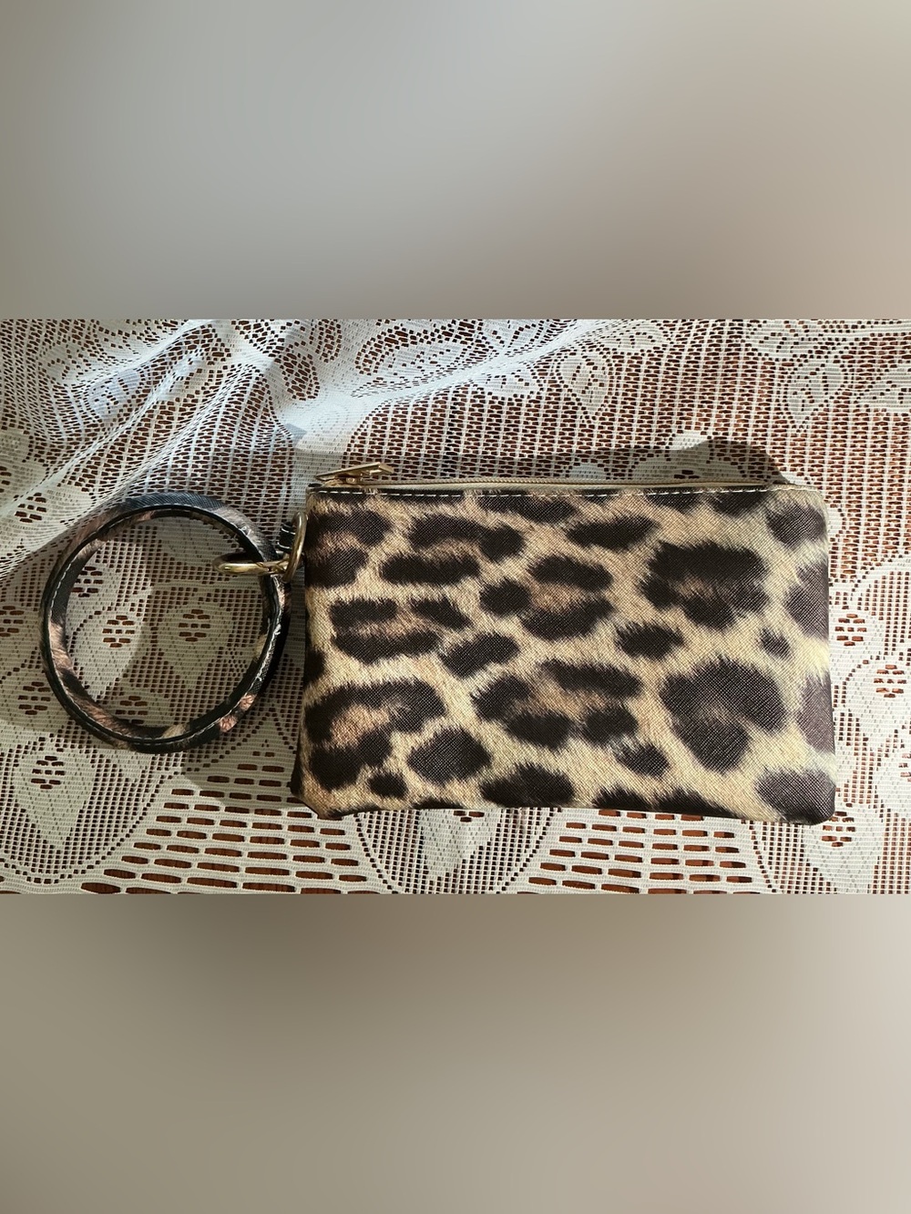 Leopard Print Wristlet Clutch Purse